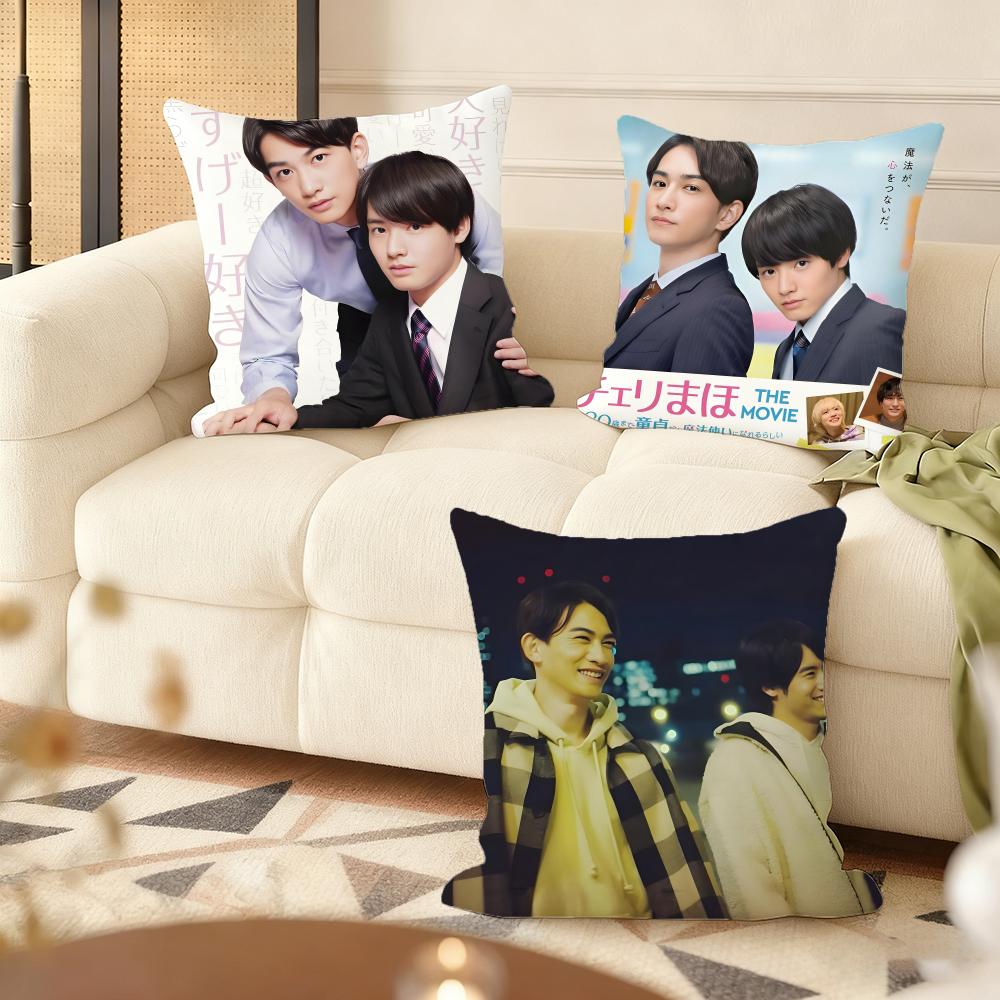 Cushion Cover Silky Short Plush Home Sofa Cushion Cover - Invisible Zipper Home Decoration Cherry Magic TV Series