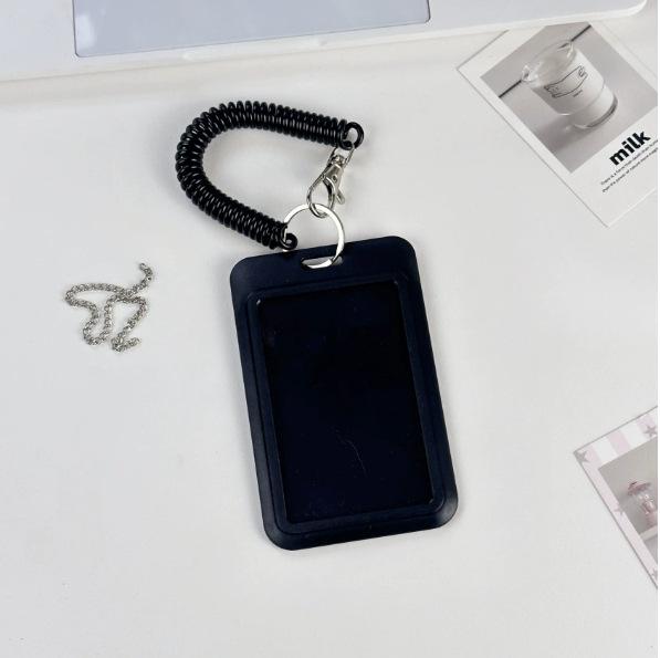 Minimalistisk Nyckelring Kort Hållare: Integrerad Transparent ID-, Buss-, Campus-, Åtkomst-, Anställningskortshållare