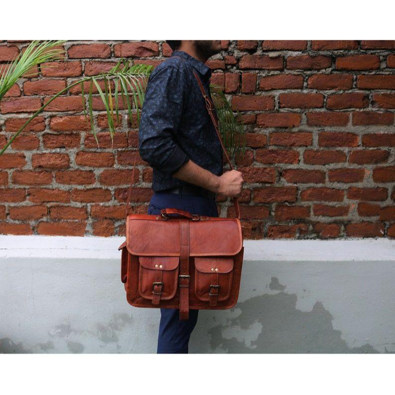 Geanta messenger din piele de 16" husa laptop servieta birou cadou pentru barbati geanta de umar invechita pentru computer