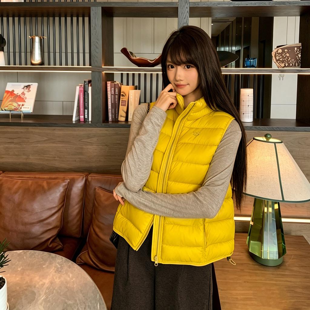 Autumn and winter new slim stand-up collar cotton vest women's ribs loose foreign style vest wear vest jacket tide