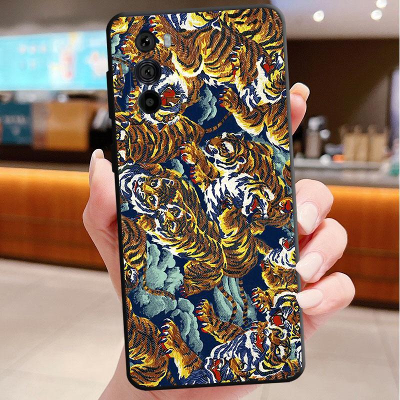 Case For Motorola Edge 50 40 Pro 60 50 40 30 Ultra Neo Fusion G85 G72 G53 G54 G84 G13 G32 Ukiyo-e Art Panther Leopard Tiger