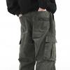 Men Retro Cargo Pants Multi Pocket Casual Baggy Trousers Loose Fit Wide Leg Trousers for Travel Gym School Street Wear