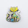 Creative Cartoon Cat & Flower Brooch - Cute Drip Oil Animal Badge & Alloy Ornament