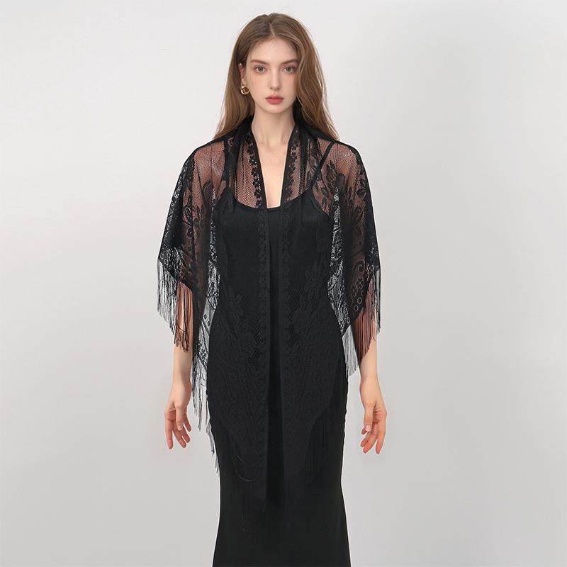 New Embroidery Lace Scarf Shawl Floral Triangular Veil Shawl For Women Party Scarf Wedding Poncho Stoles Ladies Headband Wraps