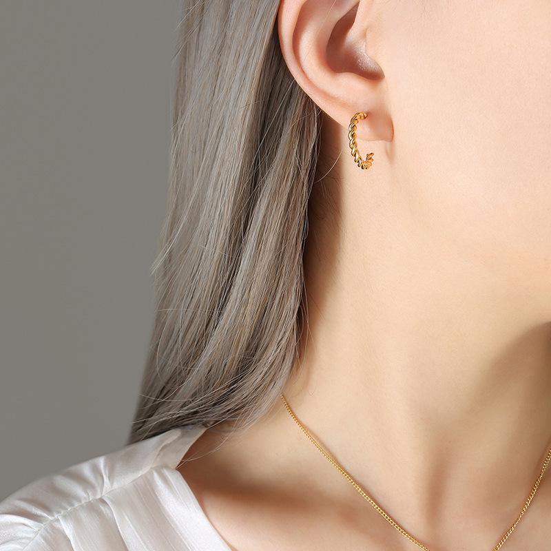 Twisted Circle Gold-Plated Titanium Steel Necklace & Earring Set