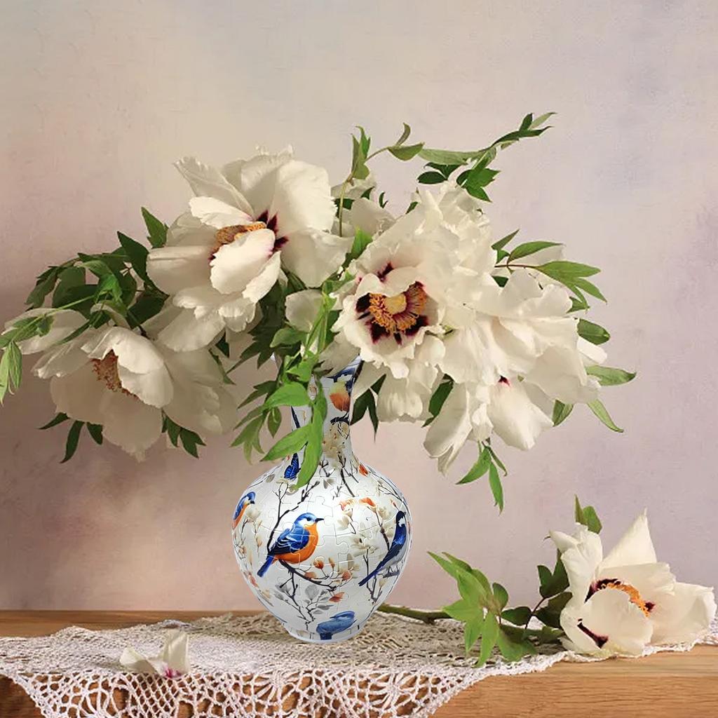 3D Puzzle House Vase Decorative Piece – DIY Floral Container For Living Room Decor