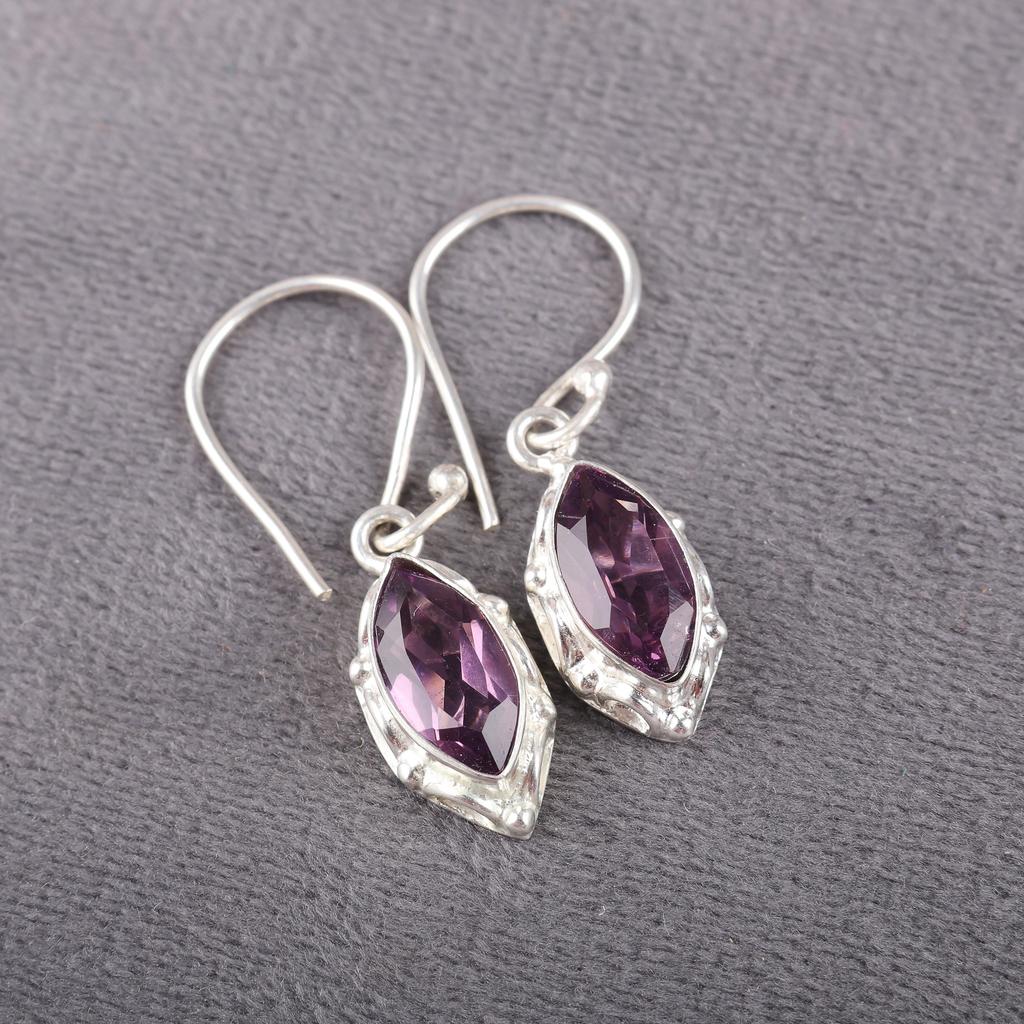 Amethyst Jewelry Earrings, 925 Solid Sterling Silver Jewelry, Handmade Gemstone Amethyst Gemstone Jewelry For Women