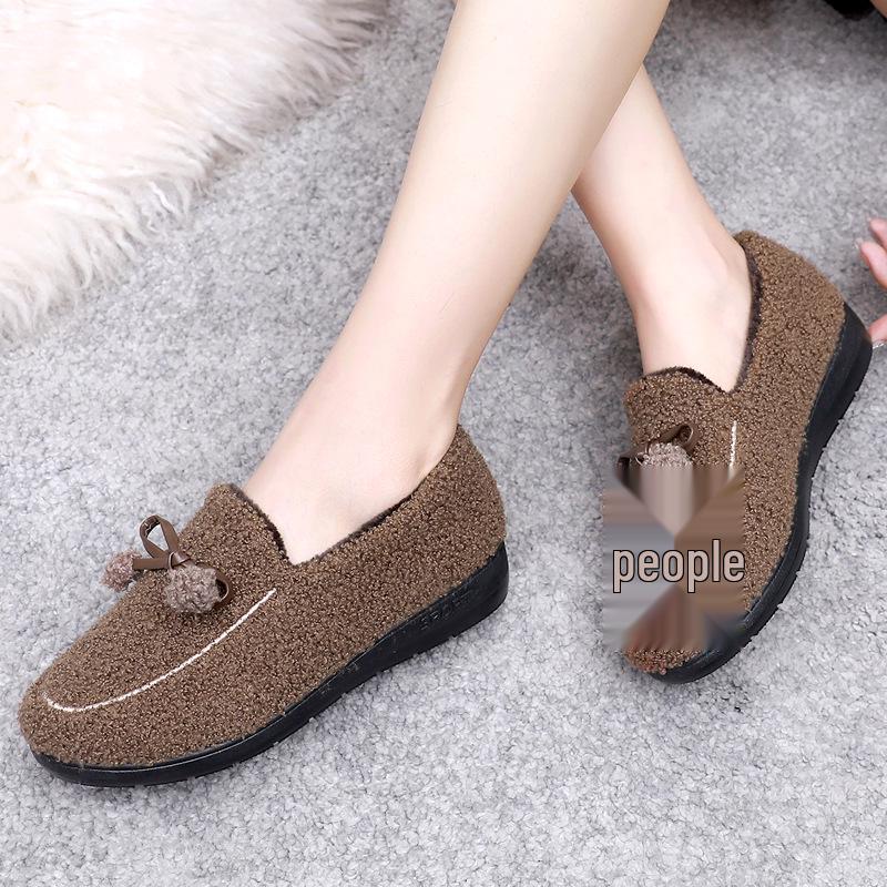 2025 Winter Women's Plus Velvet Warm Indoor Slippers - Old Beijing Style