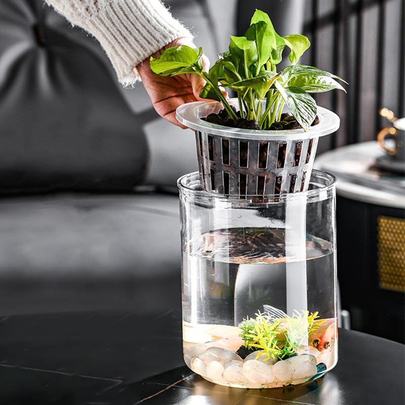 1PC Fish Tank Hydroponic Flower Pot Soilless Plant Pot Hydroponic Vase Vase Planter Pot Plastic