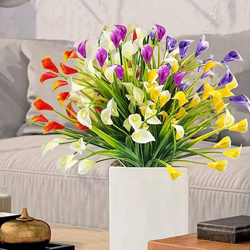 1 STK Künstliche Blumen Farbe Calla Lilie Kunstblumen Für Außengarten Terrasse Draußen Fenster Hof Büro Zuhause Schreibtisch Zimmer