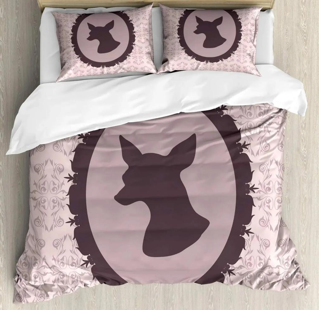 Cute Chihuahua Dog Duvet Cover Set,Girl Chihuahua Fashion Glasses Ribbons Puppy,Bedding Sets Twin Single King Size,Pale Pink