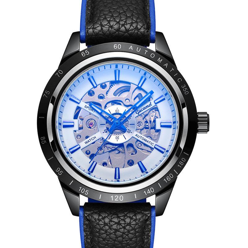 GUCAMEL Business Fashion Handstück Leder mit hohler mechanischer Uhr