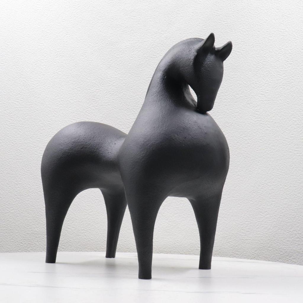 Modern Red & White Resin Tang Horse Ornament for Living Room or Office Decor