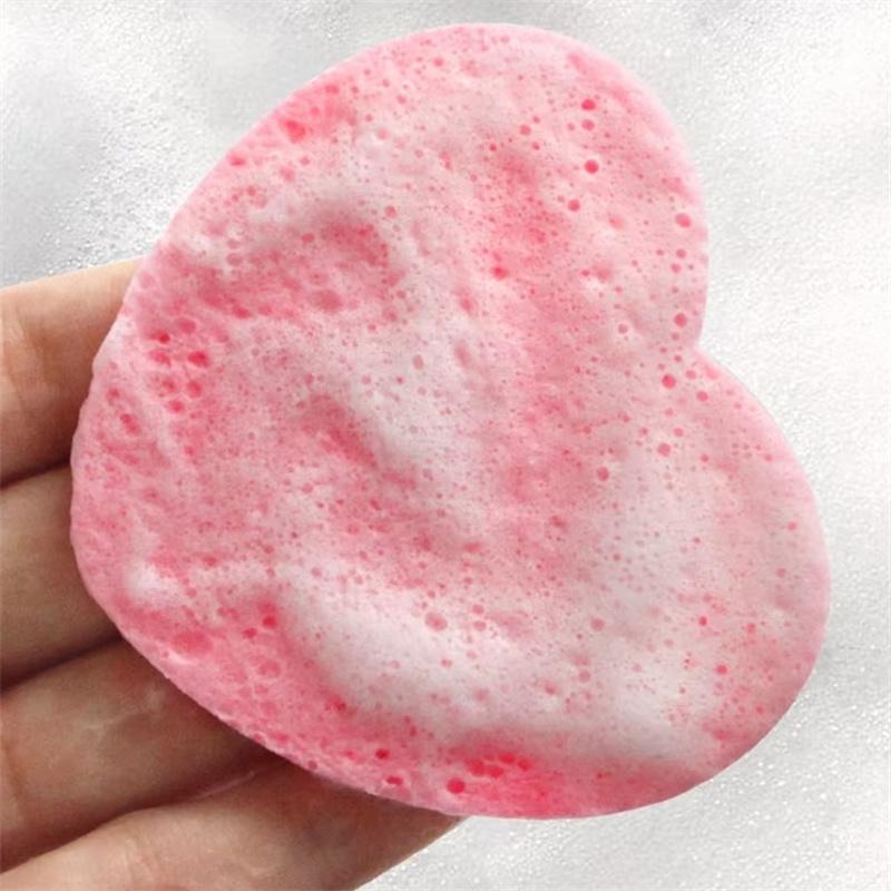 

1/5/10/50 шт Розовые многоразовые спонжи для лица Сжатые натуральные подушечки для очищения лица Отшелушивающие для очищения Форма сердца