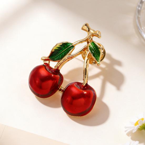 Oil Dripping Fruit Brooch Alloy Cherry Strawberry Banana Pomegranate Lapel Pin Sweater Cardigan Coat Business Suit Women Clothing Accessories