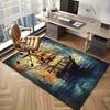 Sailing Ship Map Rug for Adventure Lovers -Vintage Maritime Design, Unique Floor Coverings for Study Rooms Skid resistant carpet