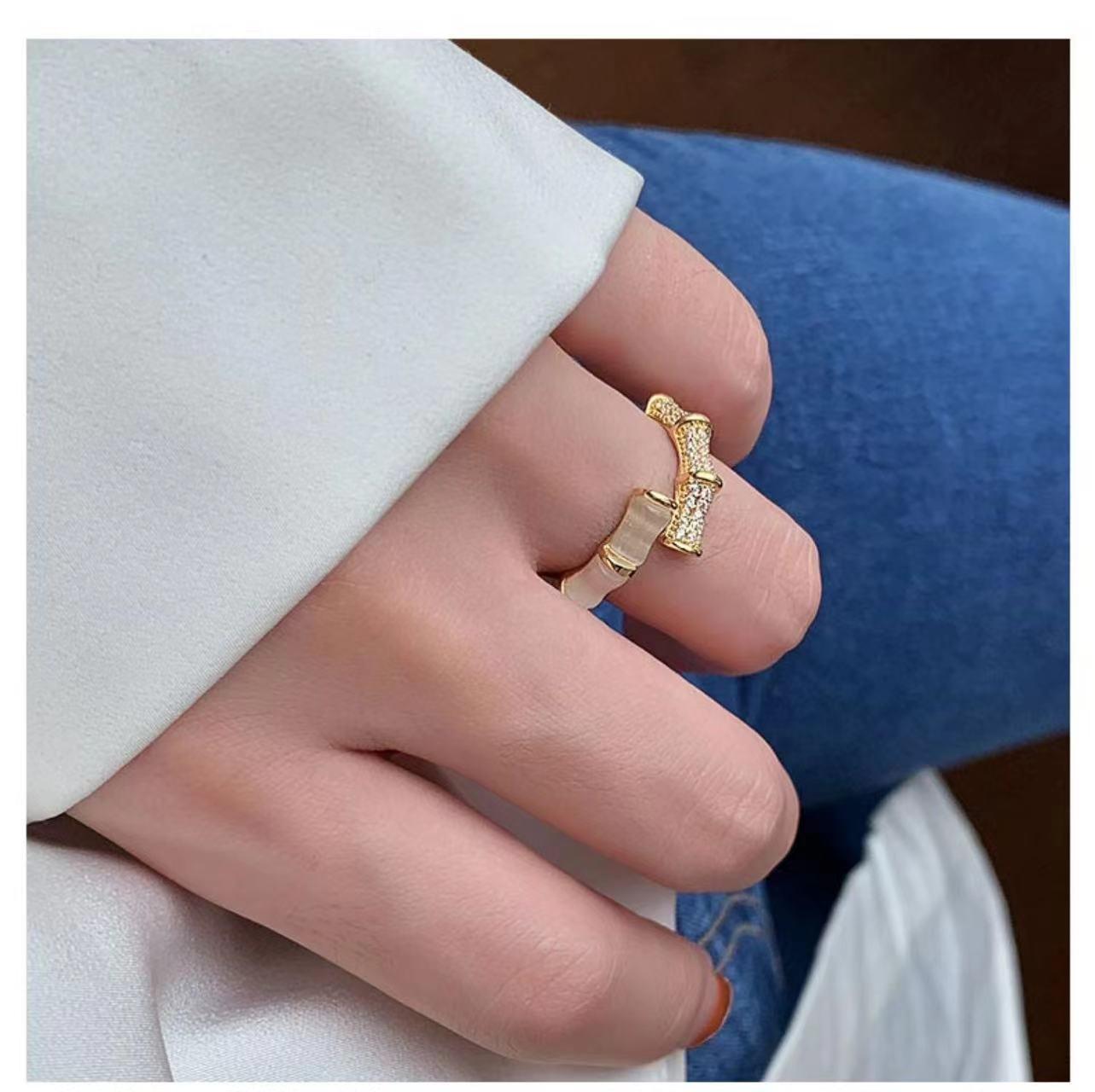 Bamboo Joint Cat s Eye Open Ring: Elegant Women s Fashion Statement