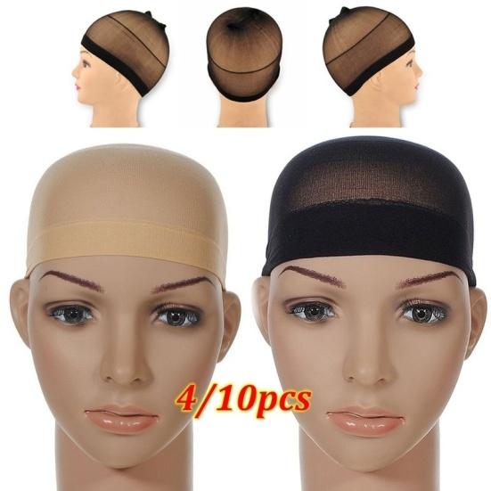 2Pcs Women Stockings Style Stretchable Wig Snood Net Elastic Cap Hair Mesh Liner
