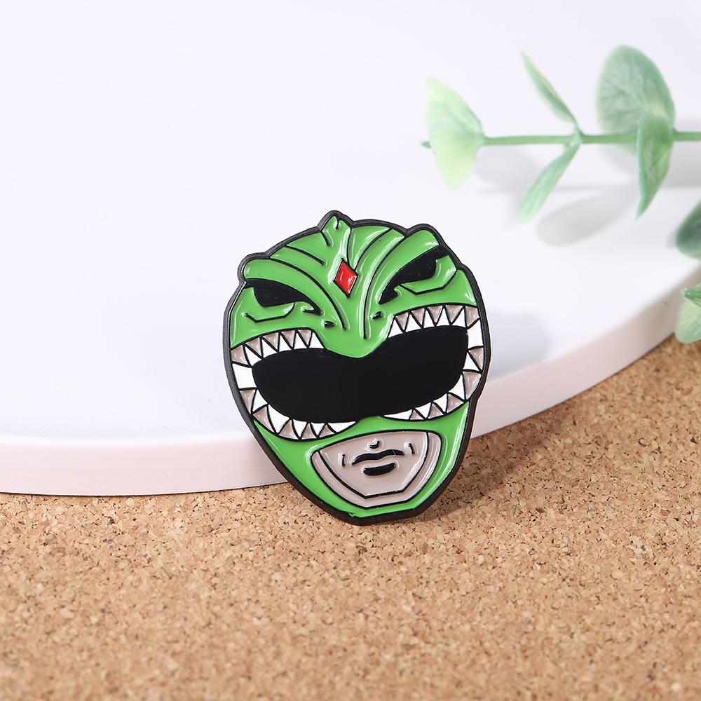 Creative Anime Cartoon Brooch Dinosaur Team Green Warrior Metal Badge Backpack Decorative Buckle Tide Play