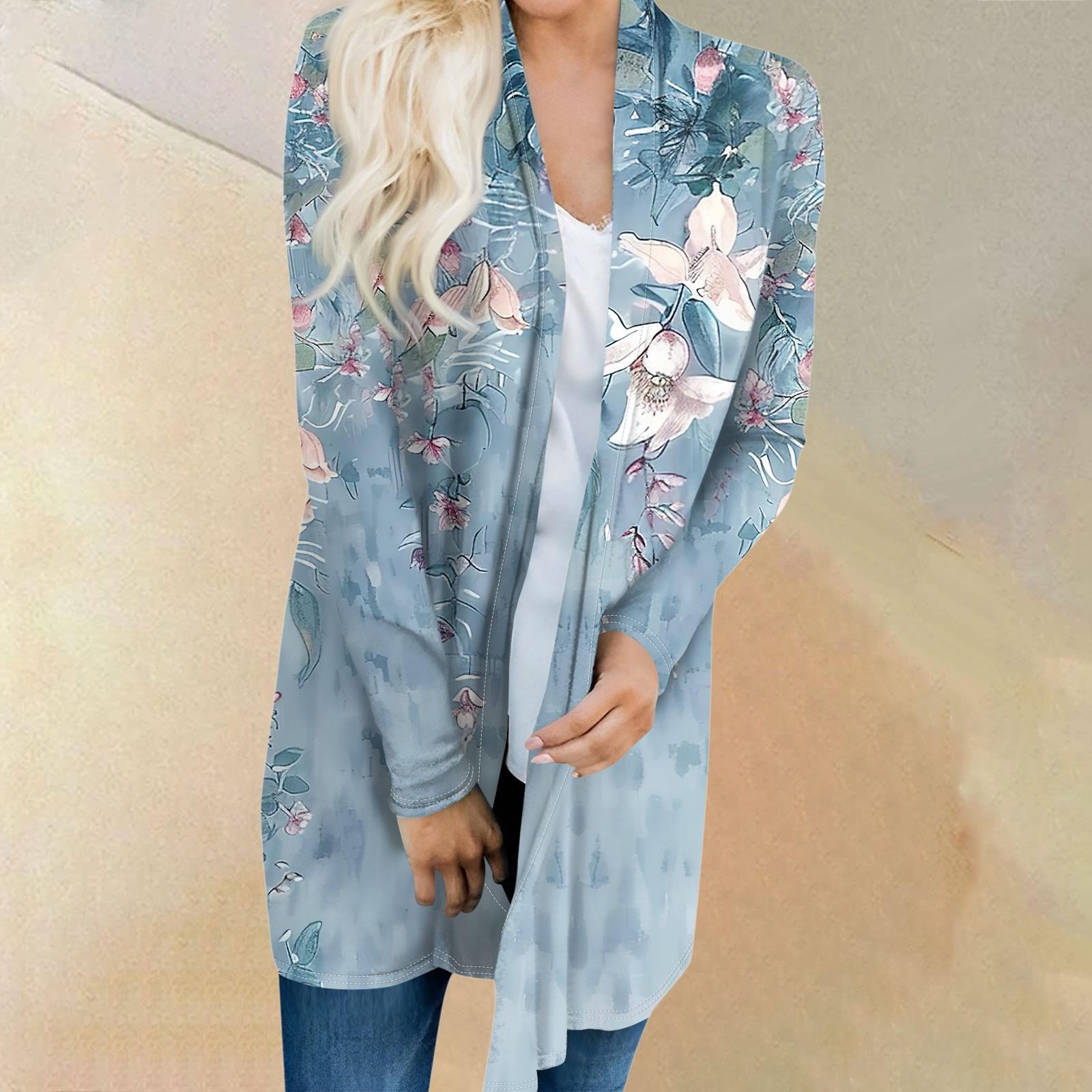 

Жіноча модна осіння легка куртка-коатіган з довгим рукавом і принтом. XXXL