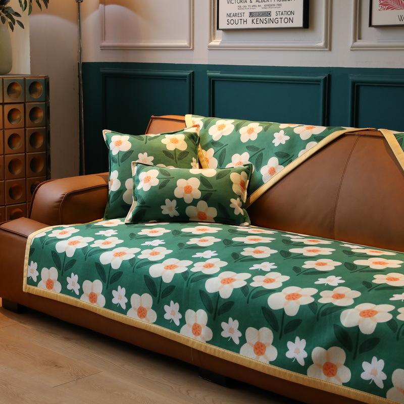 New Summer Sofa Cushion Summer Ice Silk Mat Seat Cushion All Seasons Non-Slip Leather Sofa Cover Cover Cloth Towel