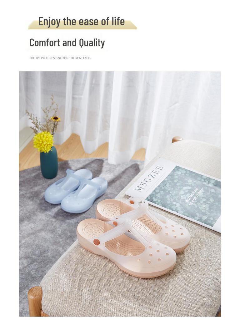 Women's Summer Non-Slip Jelly Sandals – Closed Toe, Thick Sole, Soft Beach Shoes