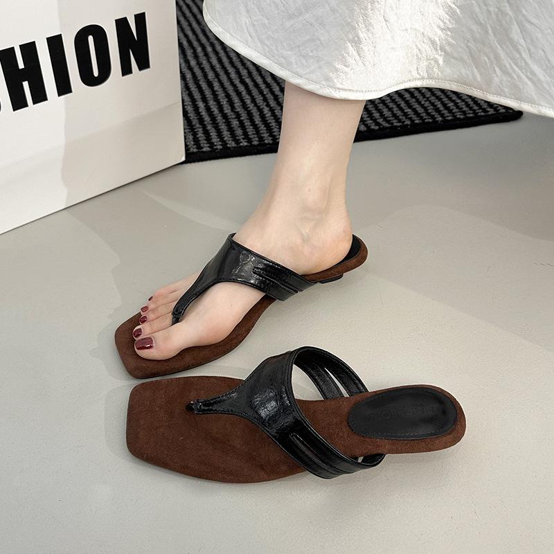 

Французский нишевый дизайн шлепанцы на танкетке женская уличная обувь 2025 лето новинка серебристые римские сандалии 40 чёрный