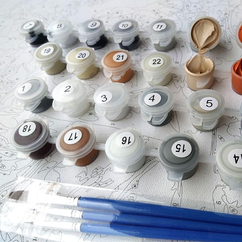 Villaggio di baite rurali Paesaggio Pittura Digitale Fai da Te con i Numeri Arte Murale Moderna Pittura su Tela Regalo Unico Decorazione per la Casa 40x50cm