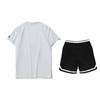 Li-Ning Printed Round Neck Short Sleeve T-Shirt And Striped Mid-Waist Five-Point Shorts Casual Sports Set Unisex Sets AHST467-1+YAPV001-1