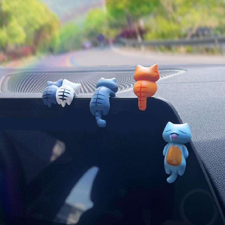 6Pcs Car Dashboard Decoration Cute Kitten Ornament Car Interior Center Console Self Adhesive Mini Kitten Ornament