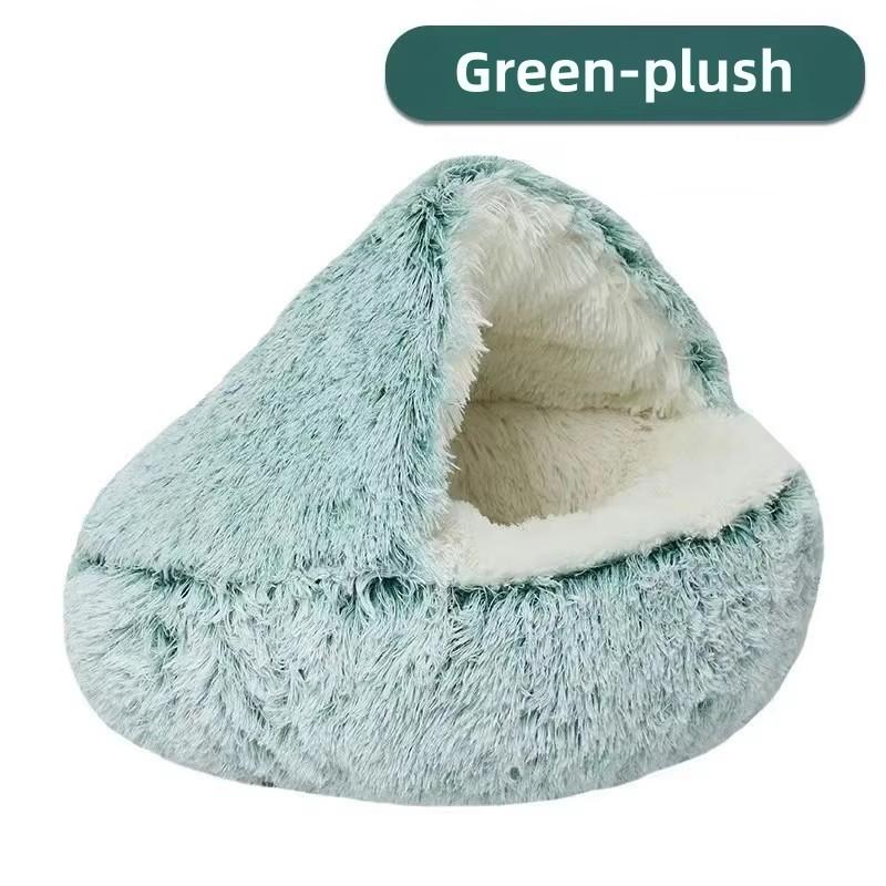Winter Warmth Soft Fleece Lined Semi-Enclosed Plush Pet Nest for Cats