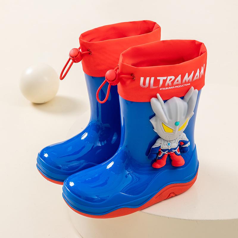 Ultraman Kids  3D Rain Boots – Waterproof, Non-slip, With Drawstring (Boys, Primary School) 160mm