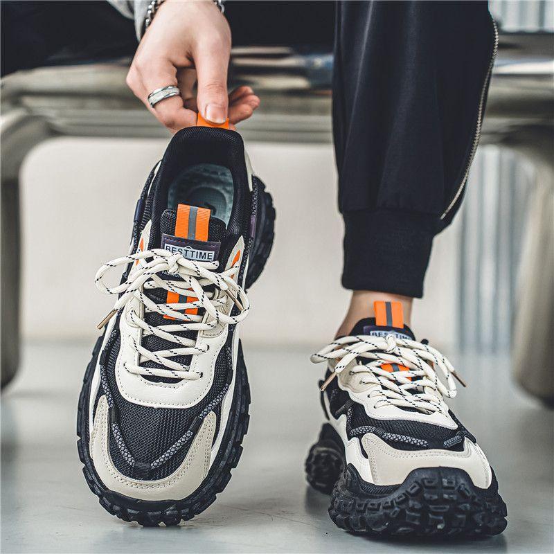 Mesh Male Shoes Men's Casual Sneakers Thick Platform Black Comfortable Size 9 Lightweight Tourist Original Fashion on Sale Jump