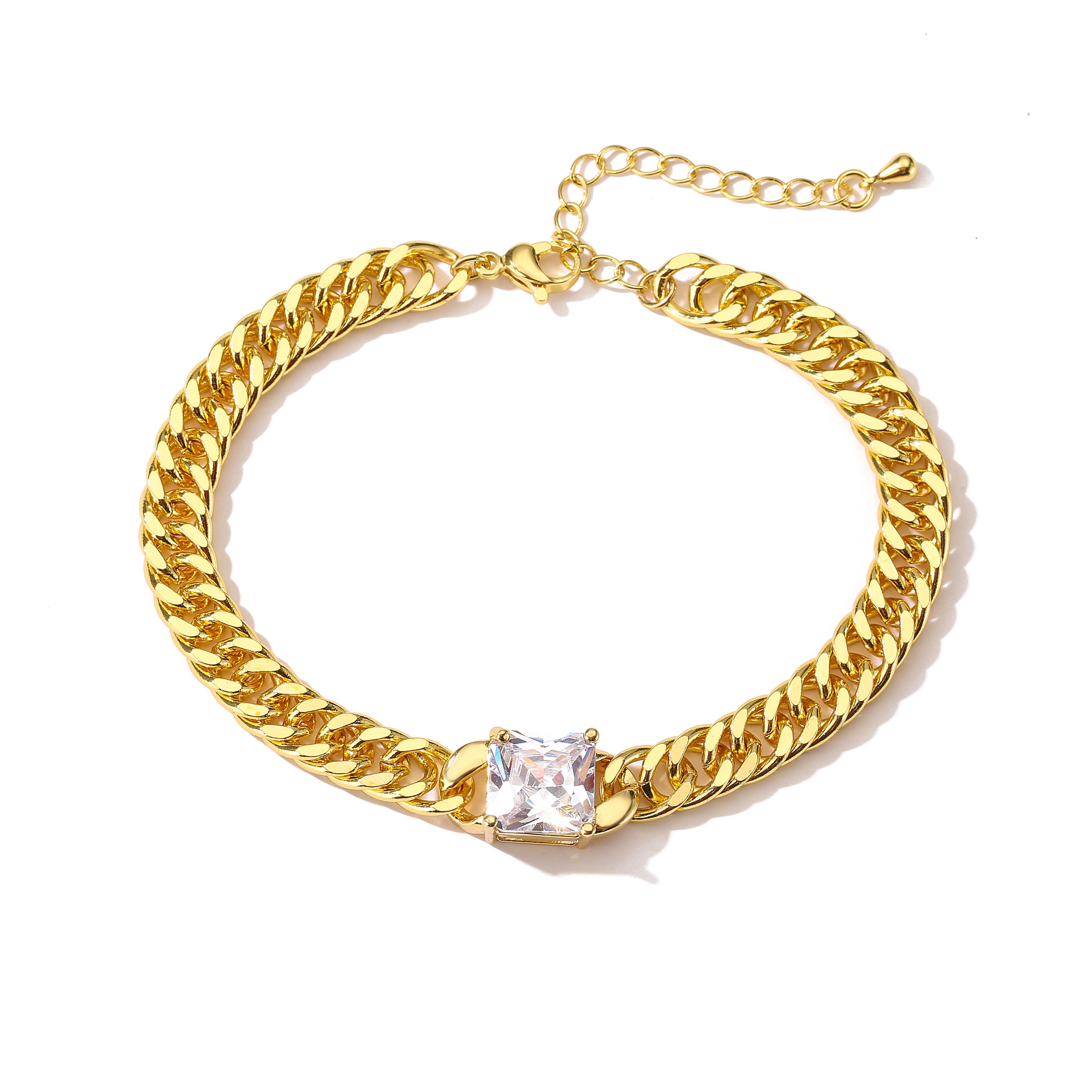 

HECHENG, Chain For Women Bracelet Necklace Zircon Set,Cubic Zirconia Square Fashion Christma Gifts Charms Wedding