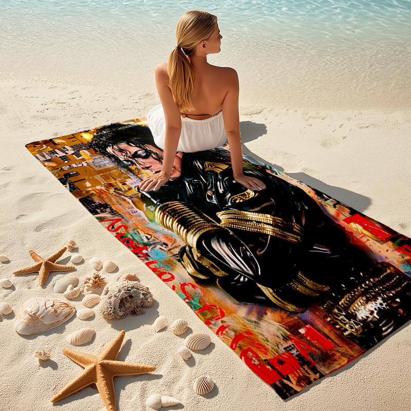 Amerikanische Musik Rock Michael Joseph Jackson Strandtuch Outdoor Camping Urlaub Schwimmen Strandtuch Outdoor Saugfähiges Badetuch Y4
