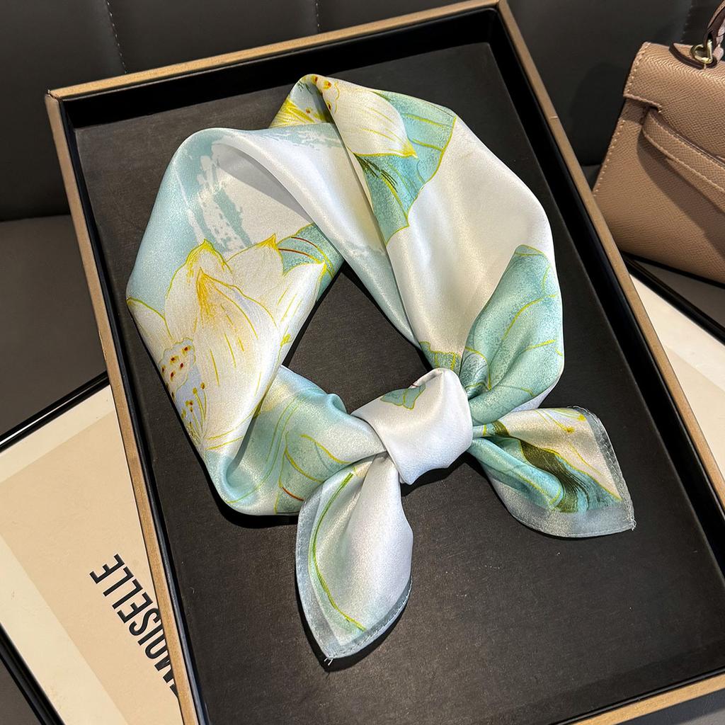 New Luxury 100% Silk Shawl Square Scarf for Women Fashion Wraps Neckerchief Female Hair Bands Ribbon Headband Bandana 65x65CM