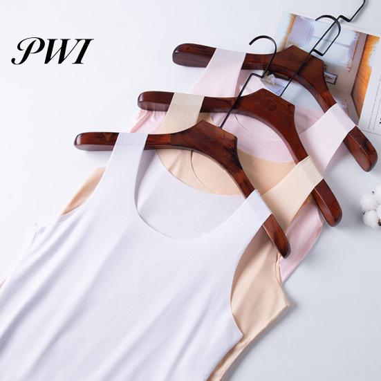 Summer Tank Women Bottoming Vest Ice Silk Seamless Sleeveless Pure Color Plus Size Stretchy Top Round Neck Dry Cooling Camisole Dating Office Vacation