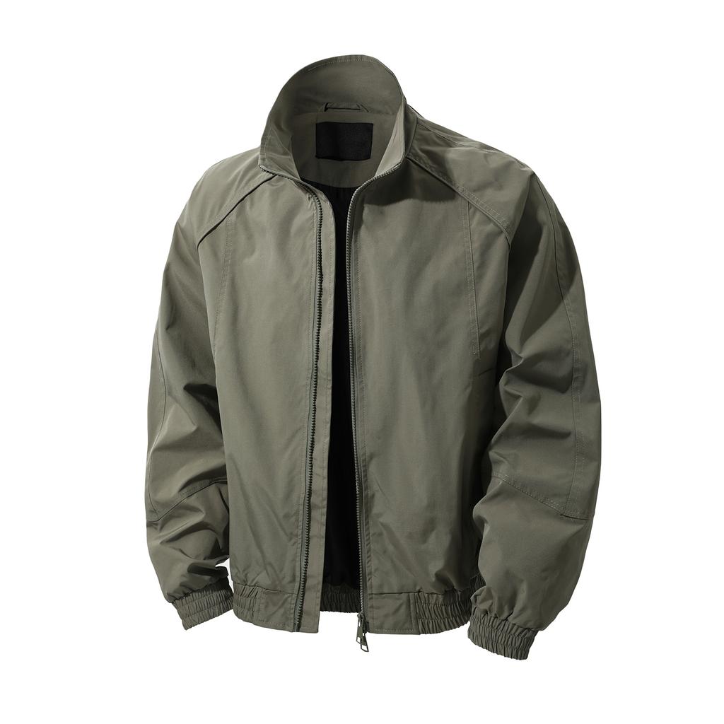 Men's Solid Color Stand Collar Waterproof Windbreaker Jacket American Style Outdoor Sports Climbing Streetwear Coat
