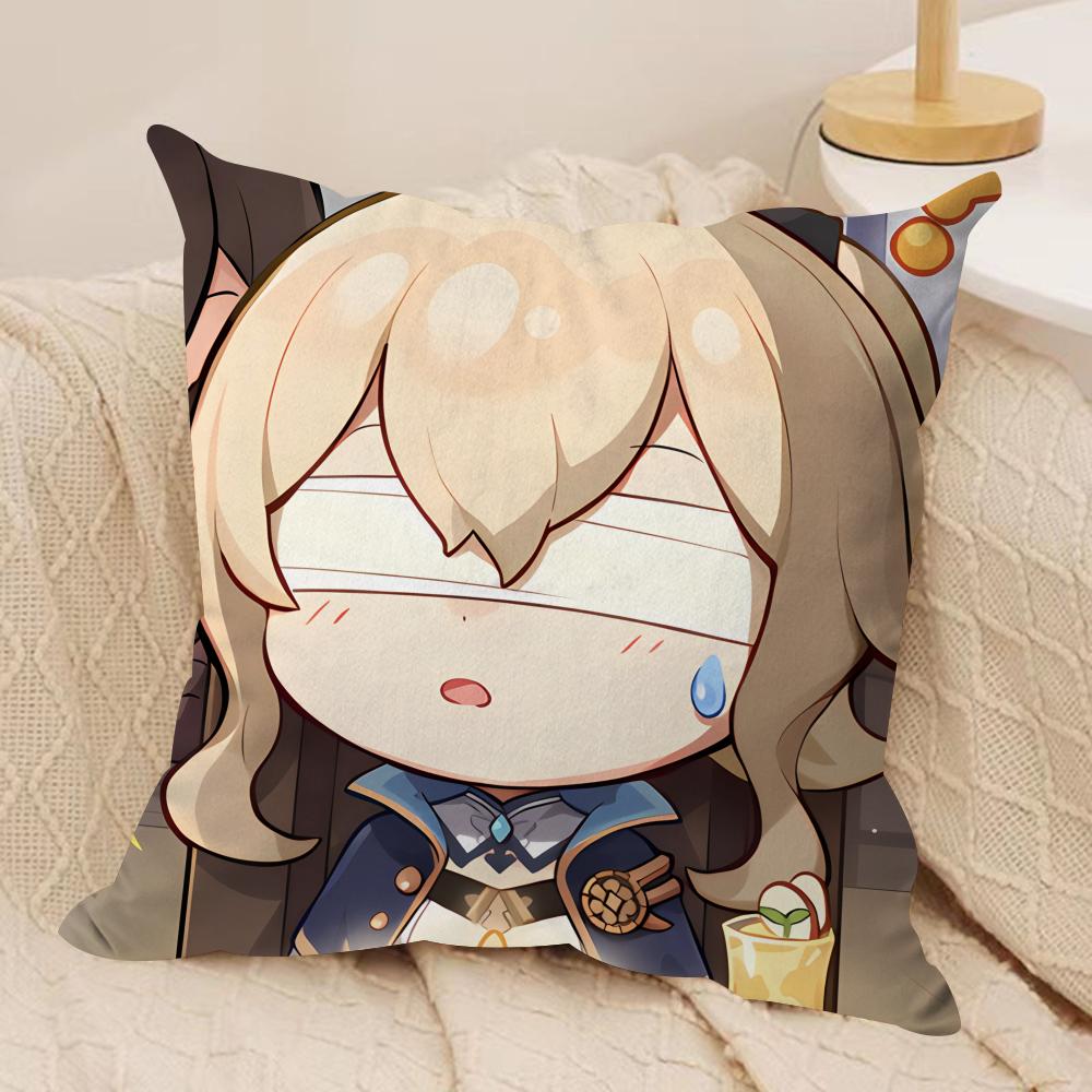 Jean Cute Cute Genshin Impact Cushion Cover Silky Short Plush Invisible Zipper Dustproof Sofa Pillow Case For Home Decor