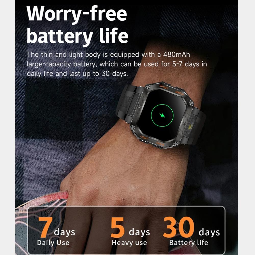 New 3ATM Waterproof Sports Smart Watch 1.75 inch Fitness Tracker 480 mAh LargeBattery  New Bluetooth Call Smartwatch