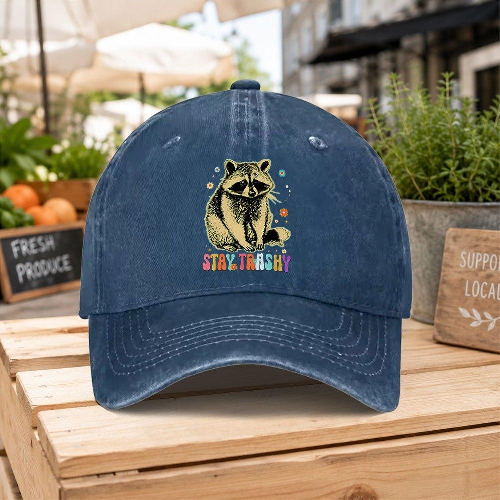 STAYTRASHY Raccoon Baseball Cap Unisex Duckbill Hat Lightweight Hook  Loop Closure Hand Washable Gift