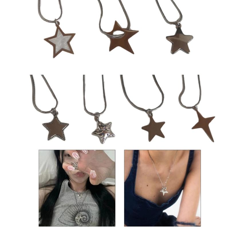 Pendant Necklace Y2k Neck Jewelry Star Pendant Choker Chain Choker Chain Necklaces Alloy Material Birthday Gift for Girl