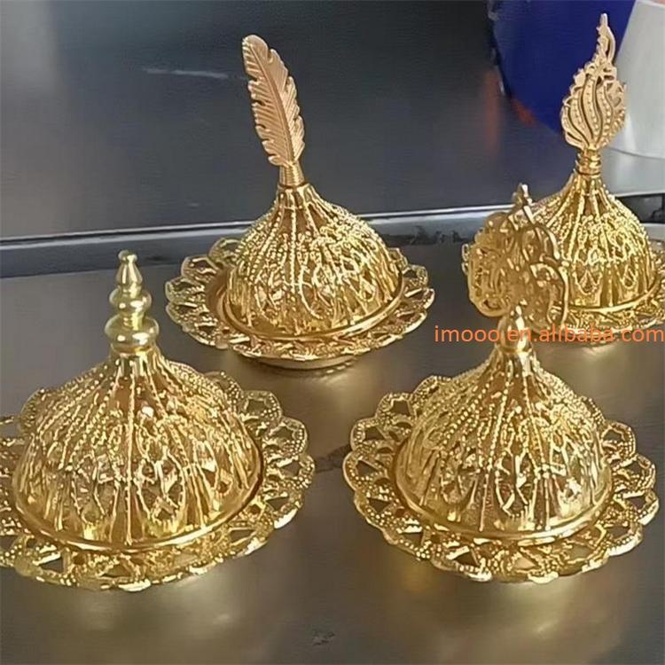 Factory Price Incense Burner Hollow Golden Tower Oil Burner Arab Style Censer Holder for Home Hotel Incense Holder