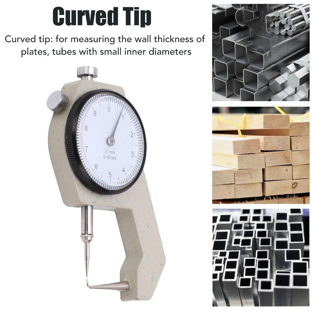 Clear Scale Thickness Micrometer Curved Tip Thickness Meter Thickness Gauge  For Measurement