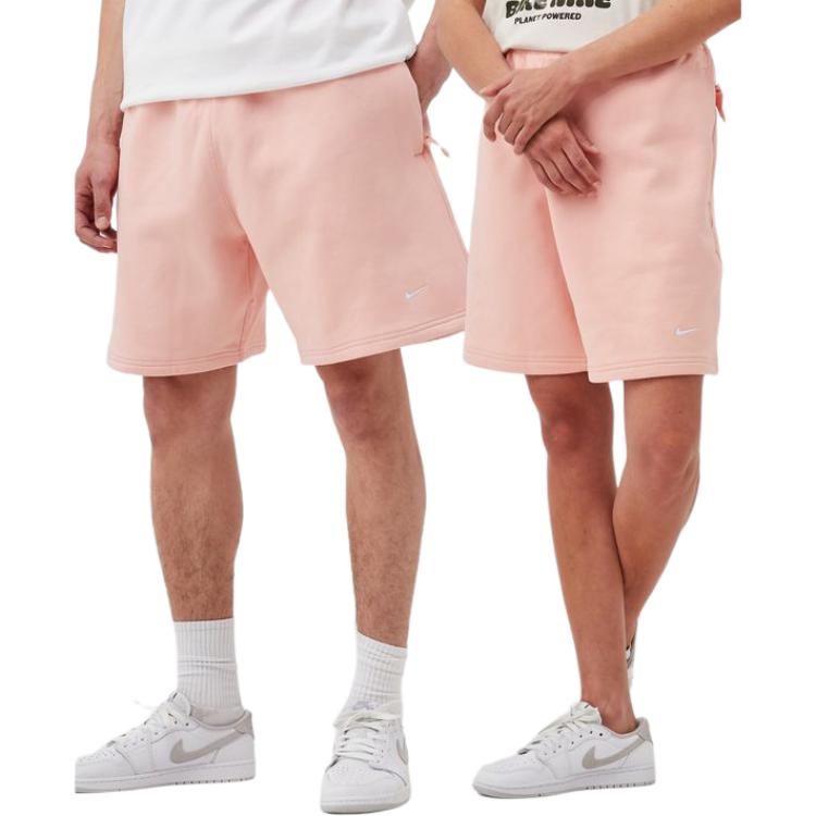 Nike Solo Swoosh Fleece Shorts Bleached Coral/White Men Streetwear DV3055-697