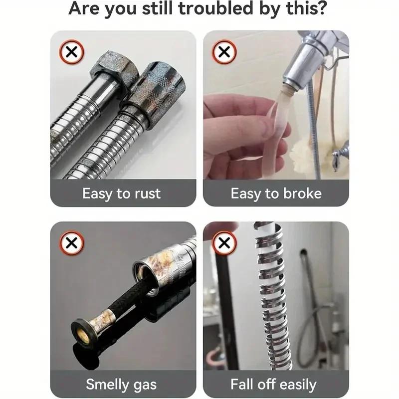 1pcs 1.5M Stainless Steel Hose Extension Tube Bathroom Shower Tube Extension Tube Water Pipe Draw Tube Bathroom Accessories