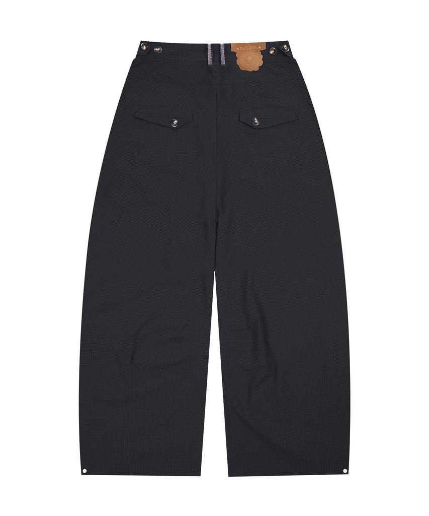 RuNaKi'Hu' Wxp042 Saki Frill Seersucker Wide Pants (Black)