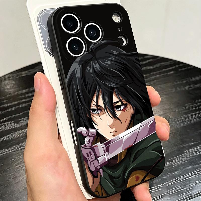 A-Attack On T-Titan Mikasa Soft Phone Case for iPhone 16 16E 17 Air 15 Pro Max 14 Plus 13 Mini 11 12 7 Black Cover Back Shell
