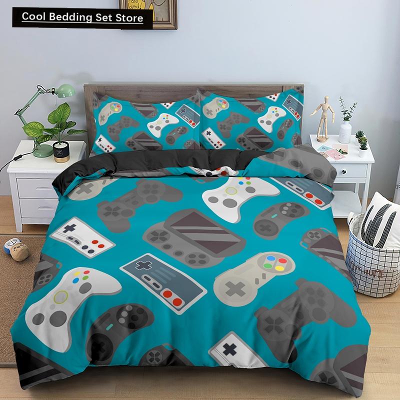 Boys Gamer Bedding Set Cartoon Game Luxury Duvet Cover King Queen Double Comforter Cover Gaming 2/3pcs Polyester Quilt Cover