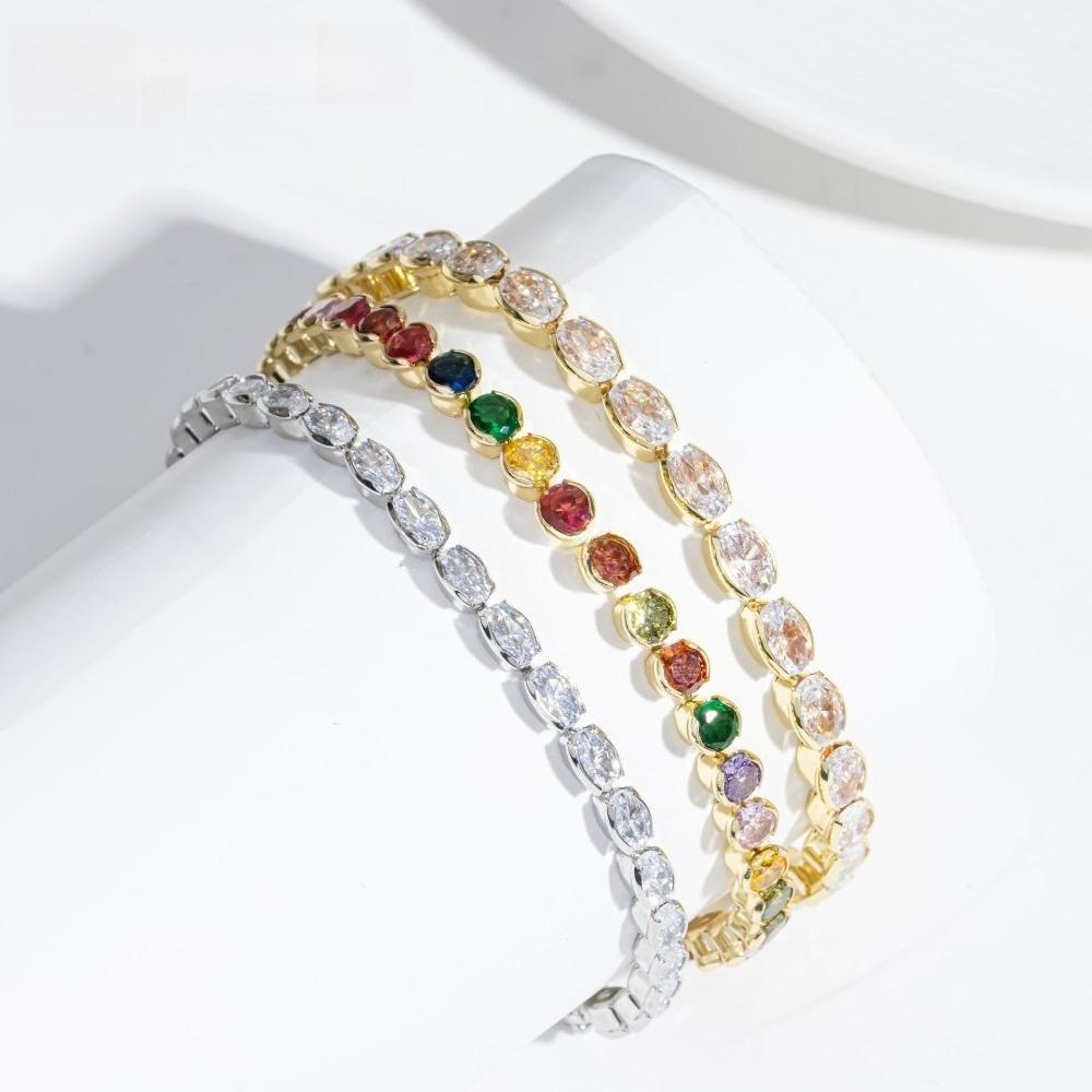 Fashion Niche Spring Summer Colorful Bucket Zircon Bracelet Hot Selling Electroplated Color Preservation Bracelet High-end Feel